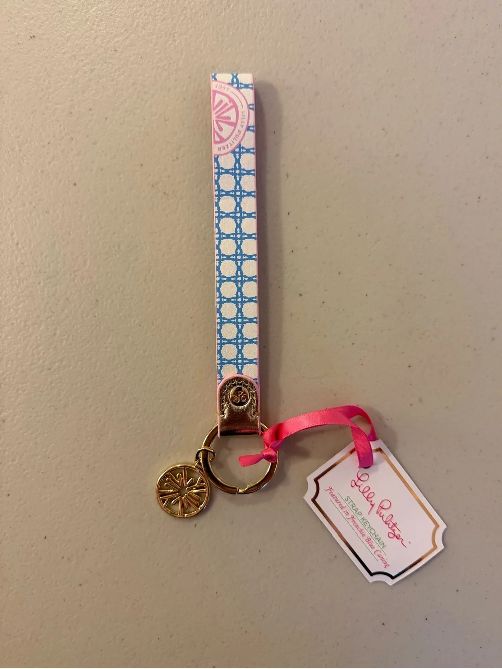 Lilly Pulitzer Strap Keychain in ‘Frenchie Blue Caning’ - *NWT*